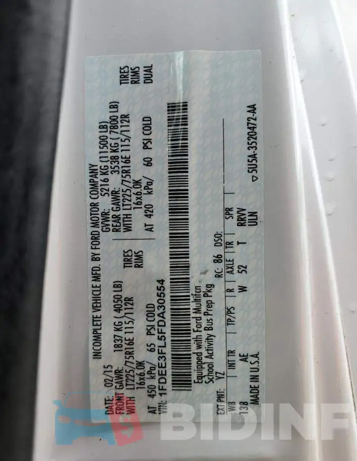 1FDEE3FL5FDA30554 Photo# 13