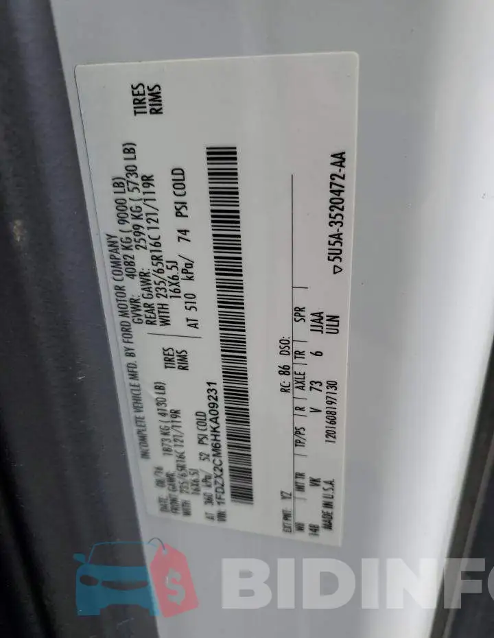 1FDZX2CM6HKA09231 Photo# 13