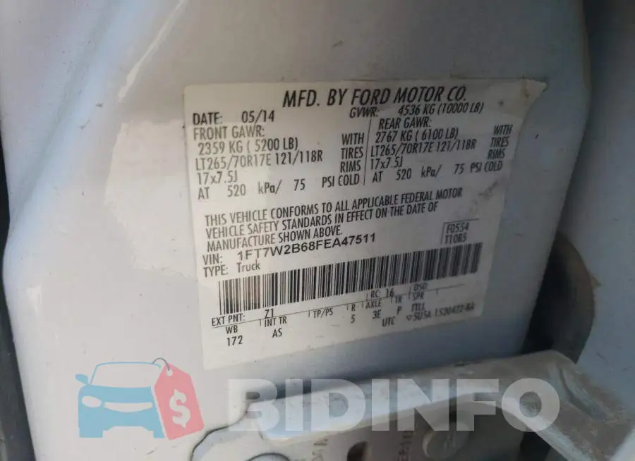 1FT7W2B68FEA47511 Photo# 12