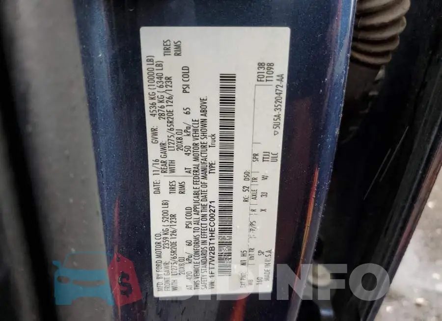 1FT7W2BT1HEC00271 Photo# 13