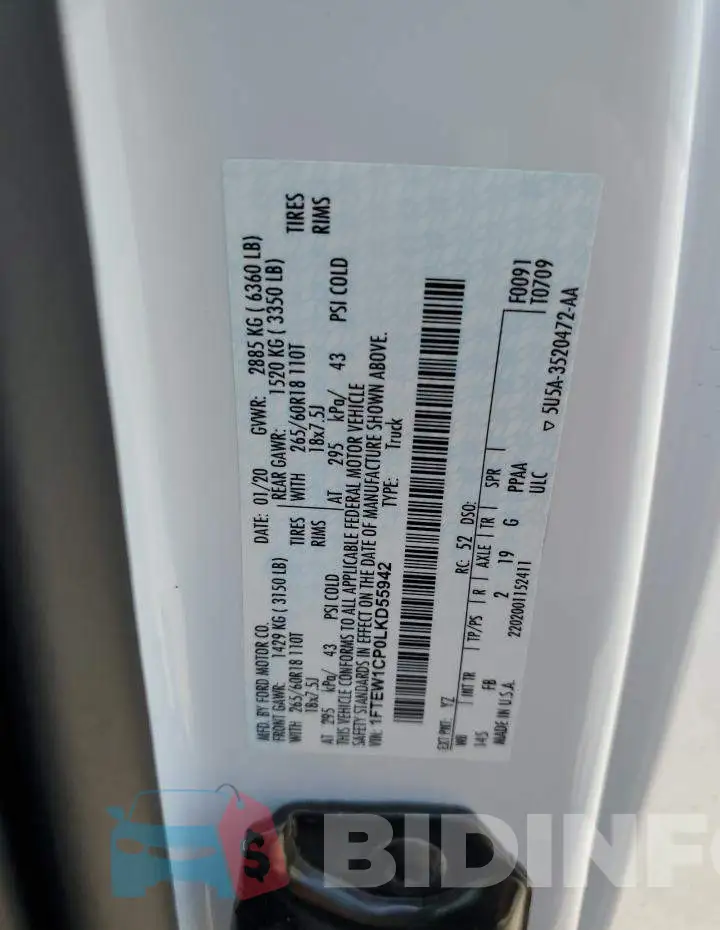 1FTEW1CP0LKD55942 Photo# 12