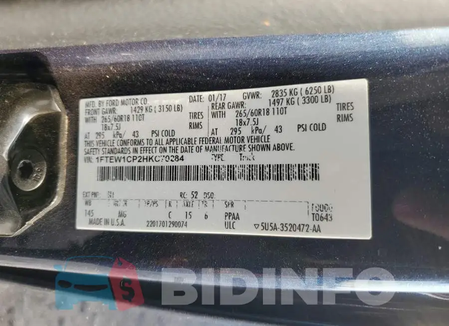 1FTEW1CP2HKC70284 Photo# 12