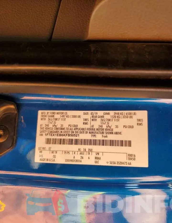1FTEX1EB6KFB50521 Photo# 12