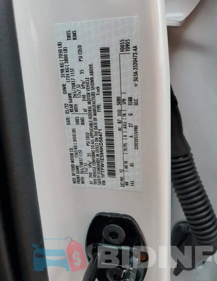 1FTFW1E59NKD58471 Photo# 13