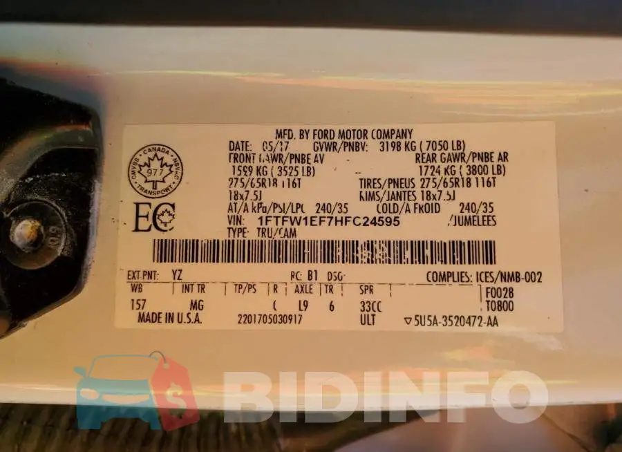 1FTFW1EF7HFC24595 Photo# 12