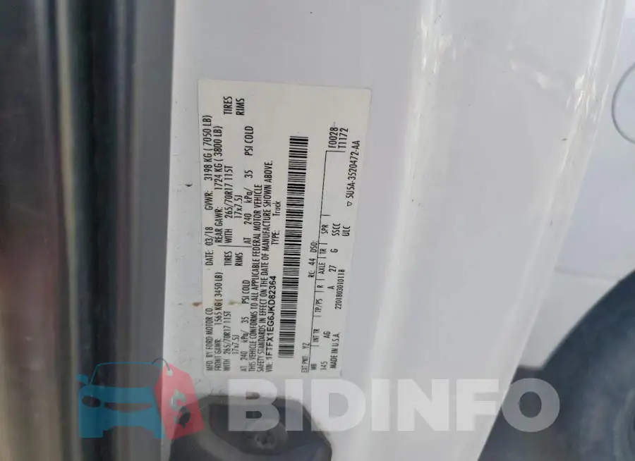 1FTFX1EG6JKD82364 Photo# 12