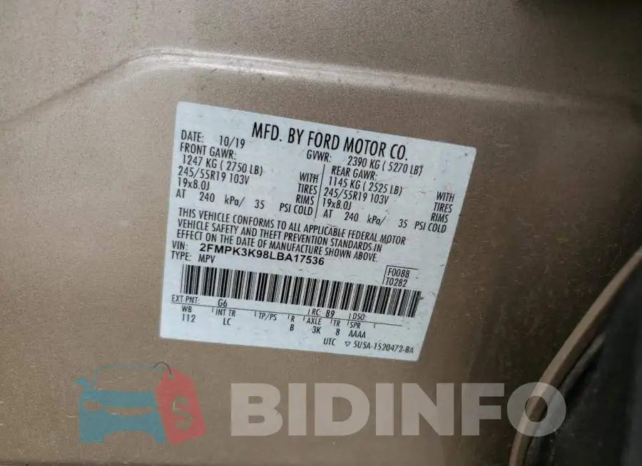2FMPK3K98LBA17536 Photo# 13