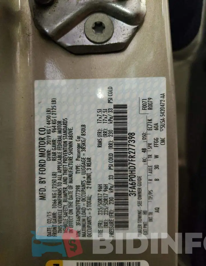 3FA6P0HD7FR277398 Photo# 12