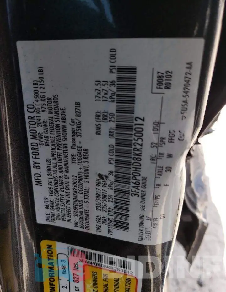 3FA6P0HD8KR250012 Photo# 12