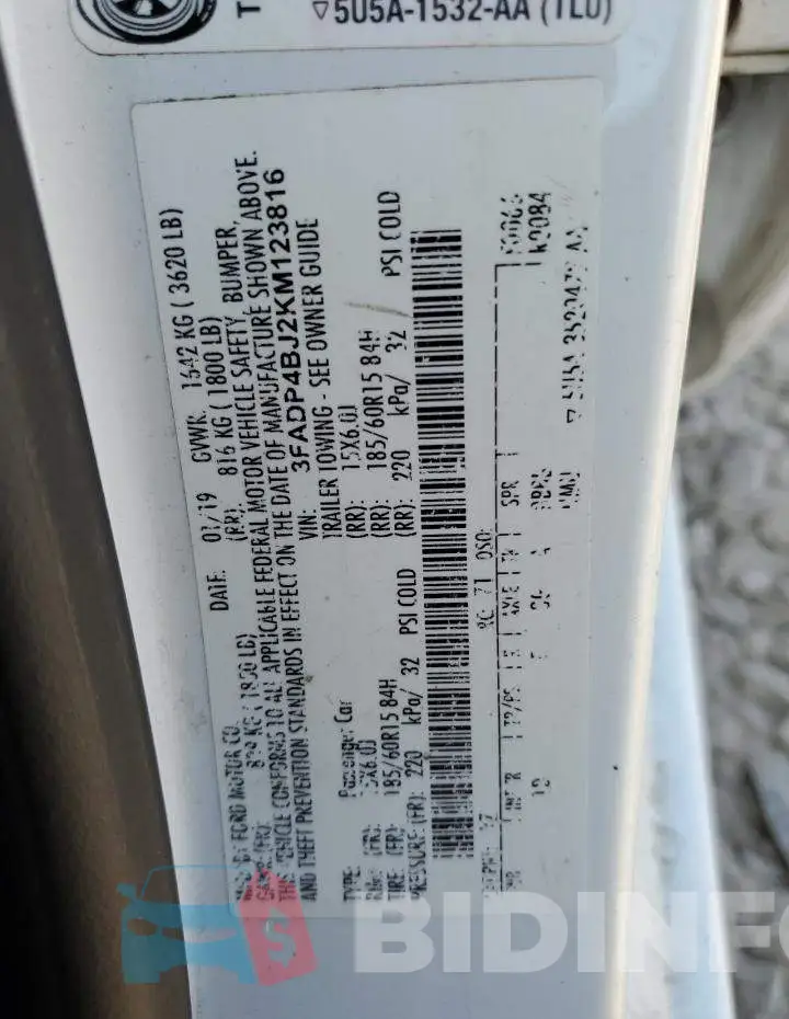 3FADP4BJ2KM123816 Photo# 12