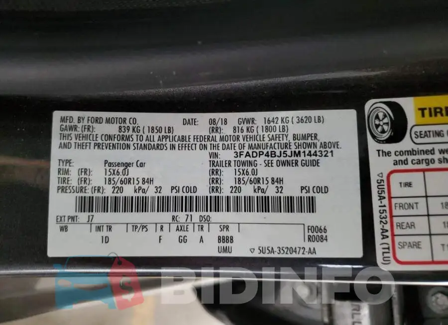 3FADP4BJ5JM144321 Photo# 12