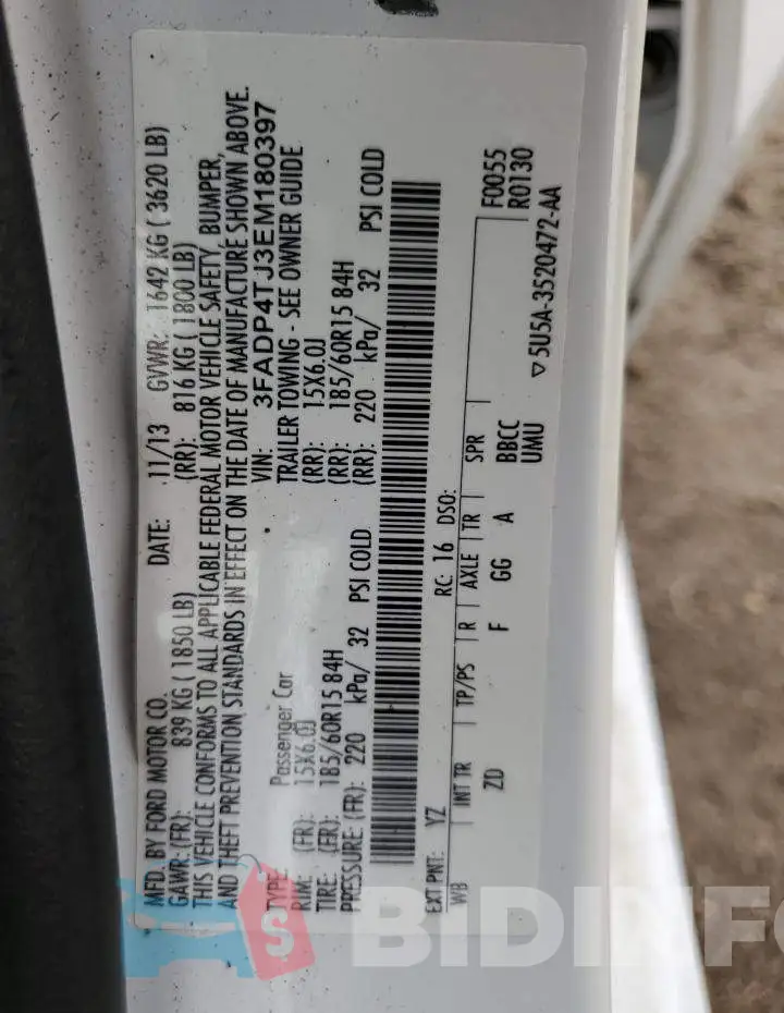 3FADP4TJ3EM180397 Photo# 12