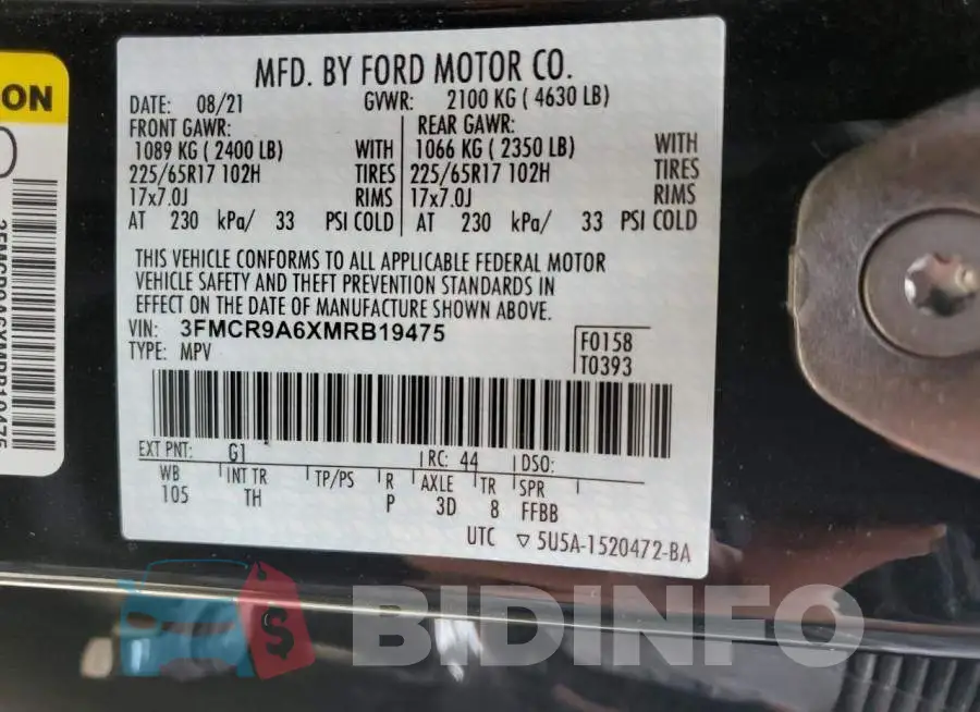 3FMCR9A6XMRB19475 Photo# 13