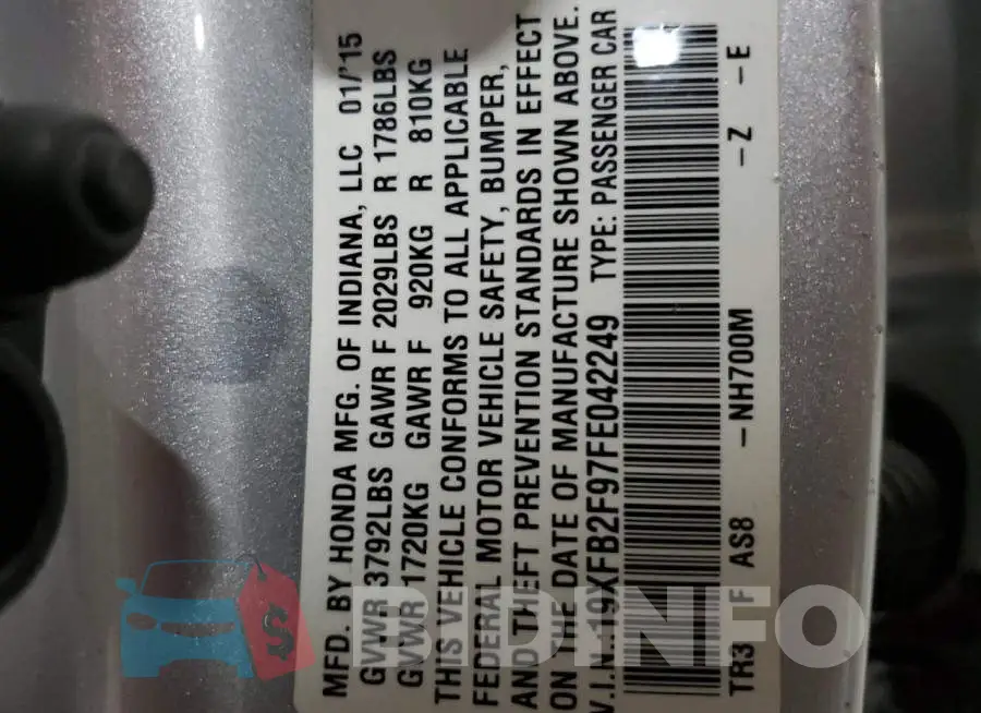 19XFB2F97FE042249 Photo# 12