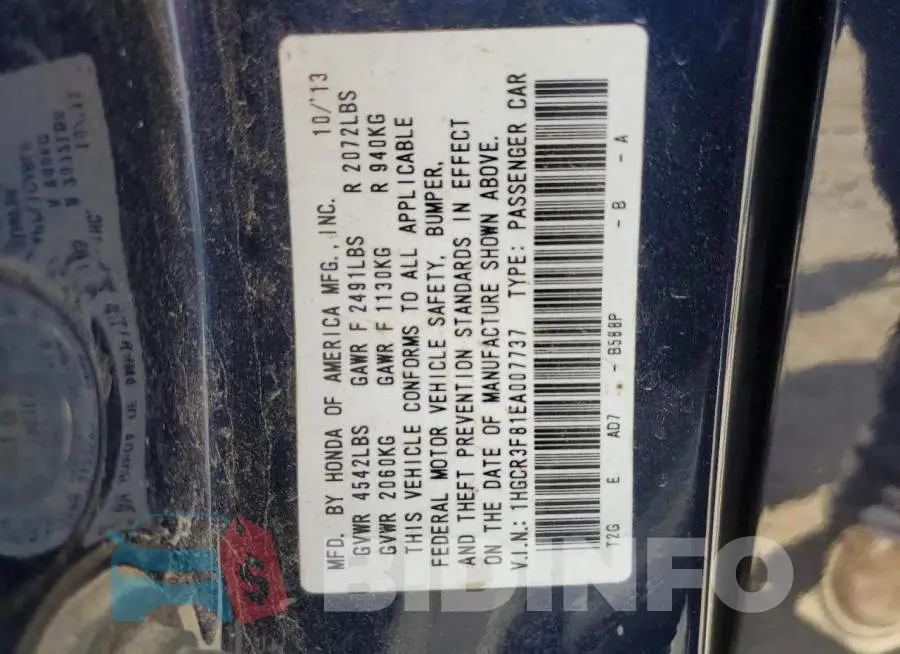 1HGCR3F81EA007737 Photo# 13