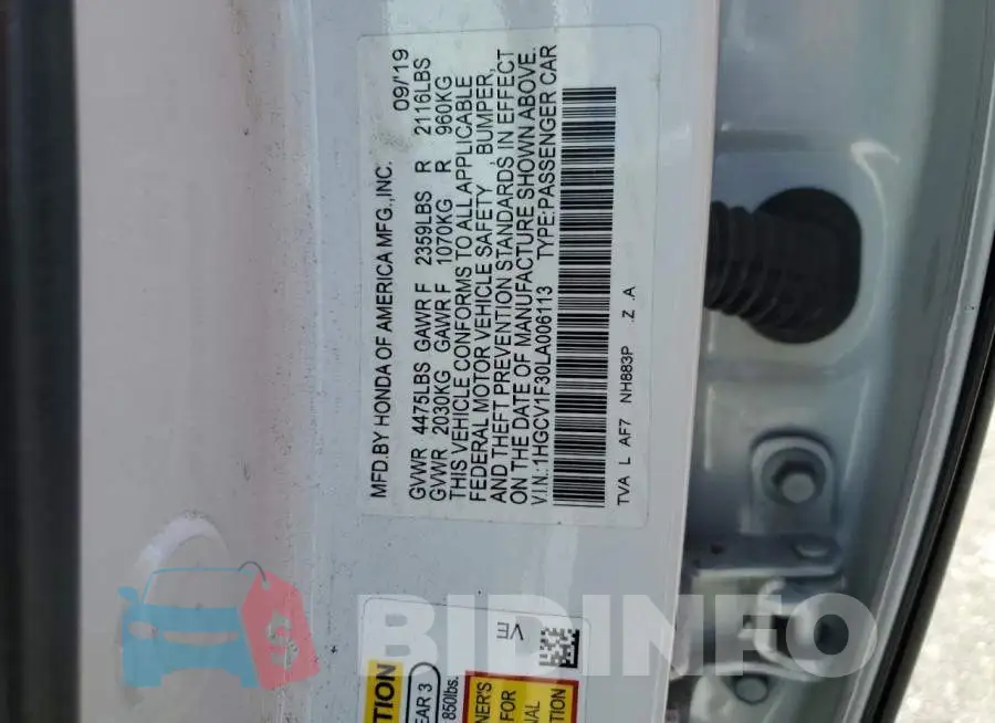 1HGCV1F30LA006113 Photo# 12