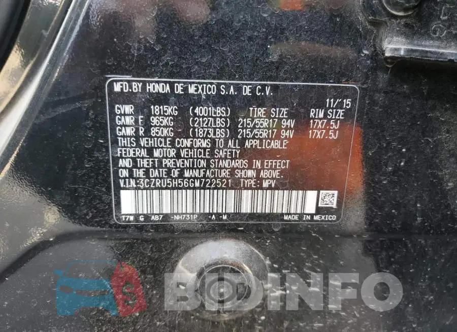 3CZRU5H56GM722521 Photo# 12