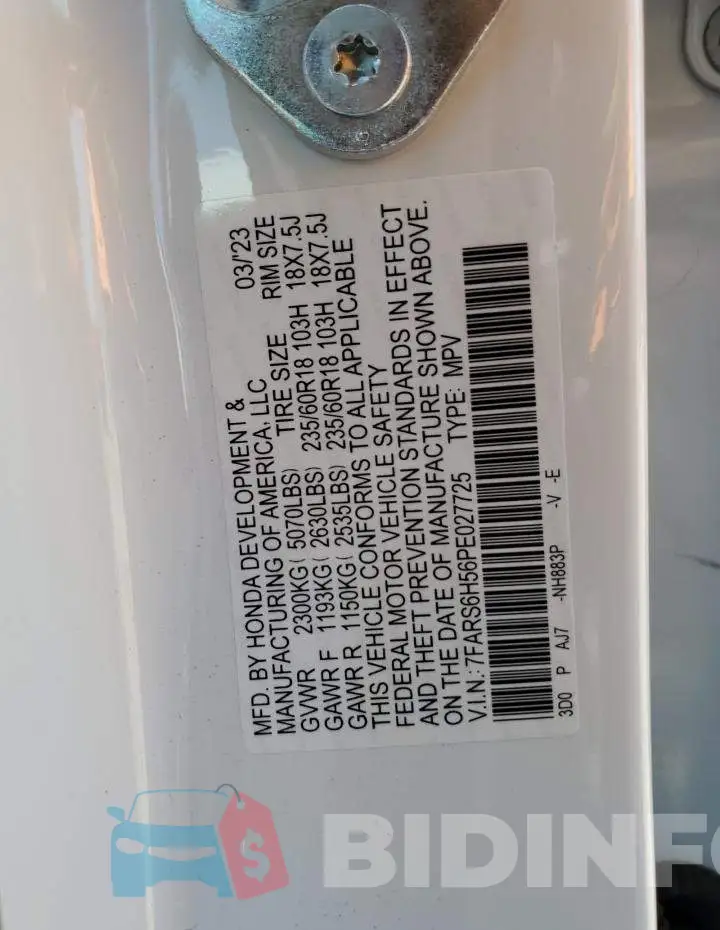 7FARS6H56PE027725 Photo# 12