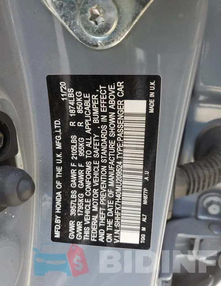 SHHFK7H40MU209524 Photo# 12