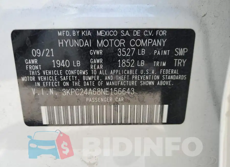 3KPC24A68NE156643 Photo# 12