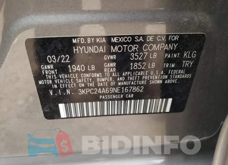 3KPC24A69NE167862 Photo# 12