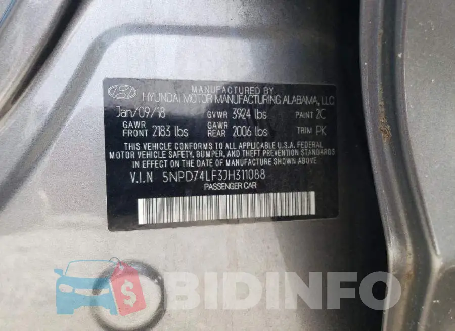 5NPD74LF3JH311088 Photo# 12