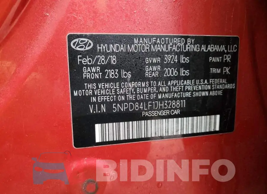 5NPD84LF1JH328811 Photo# 13