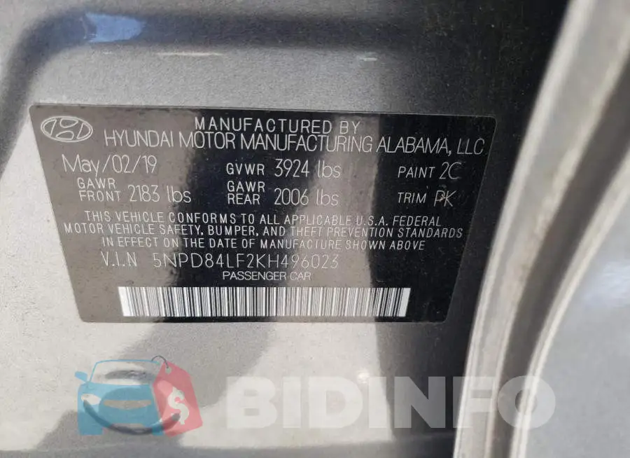 5NPD84LF2KH496023 Photo# 12