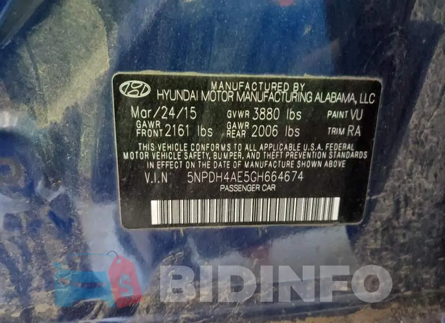 5NPDH4AE5GH664674 Photo# 13