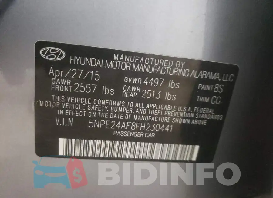 5NPE24AF8FH230441 Photo# 13