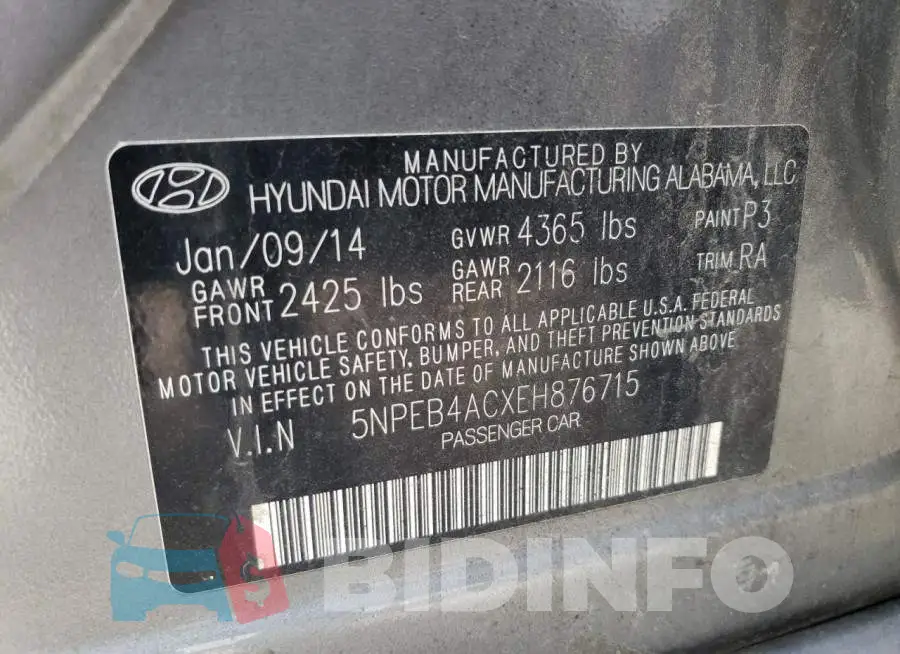 5NPEB4ACXEH876715 Photo# 12