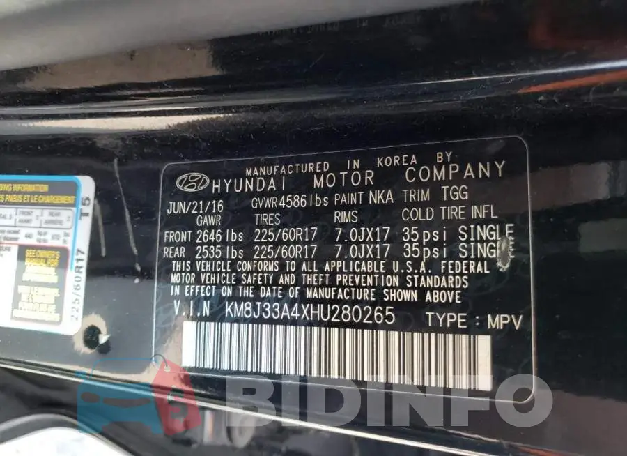KM8J33A4XHU280265 Photo# 13