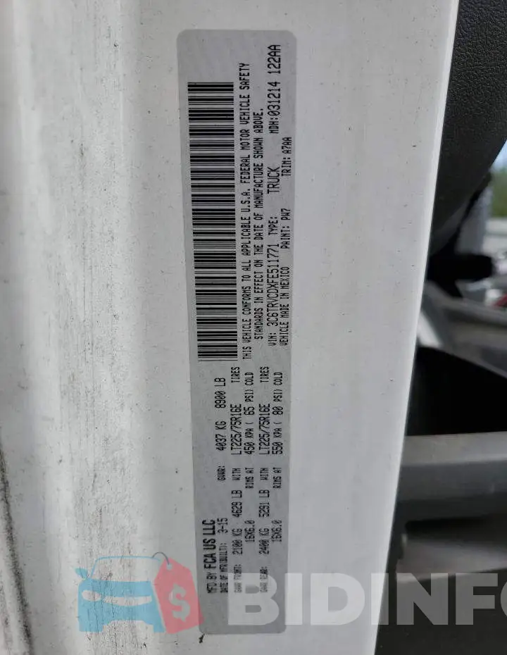 3C6TRVCDXFE511771 Photo# 13