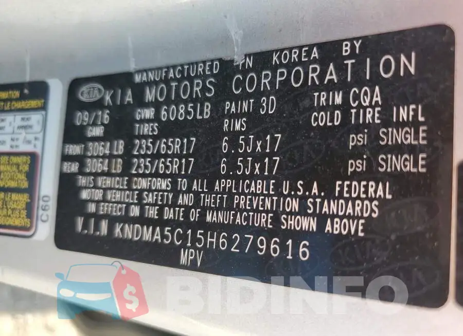 KNDMA5C15H6279616 Photo# 12