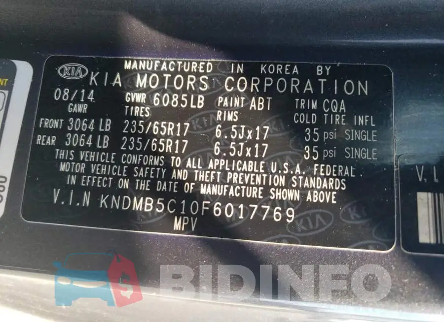 KNDMB5C10F6017769 Photo# 12