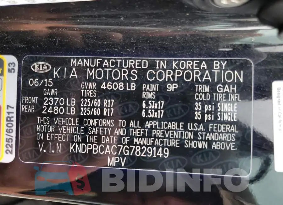 KNDPBCAC7G7829149 Photo# 12