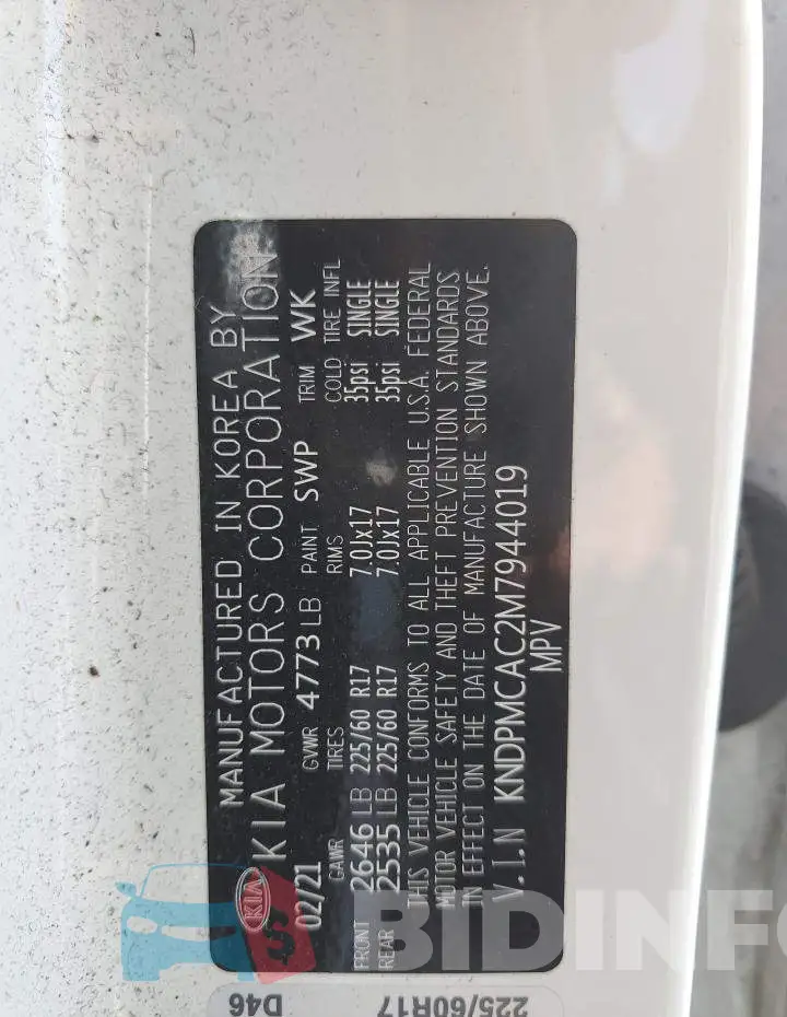 KNDPMCAC2M7944019 Photo# 12