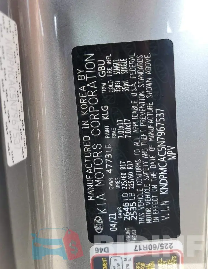 KNDPMCAC5N7967537 Photo# 13