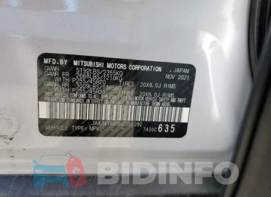 JA4J4TA80NZ053292 Photo# 13