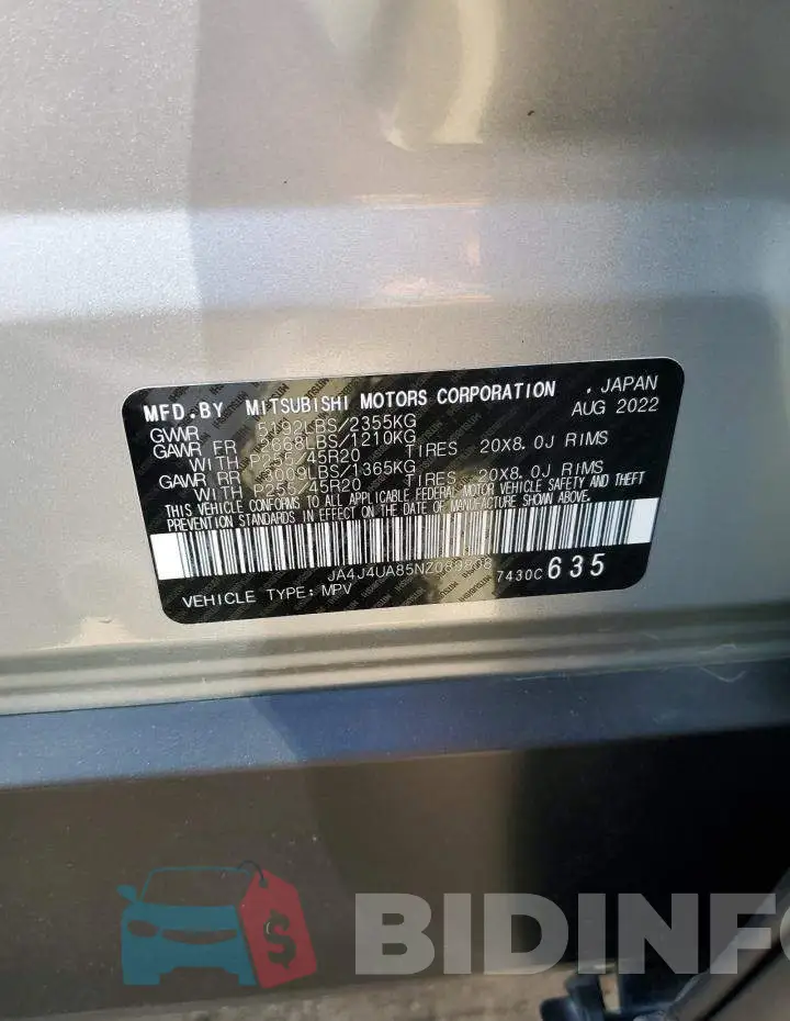 JA4J4UA85NZ089808 Photo# 13