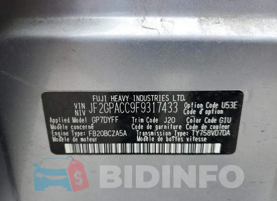JF2GPACC9F9317433 Photo# 13