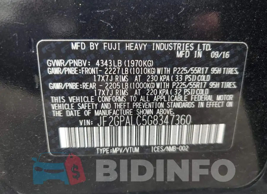 JF2GPALC5G8347360 Photo# 13