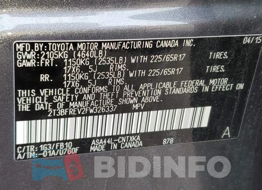 2T3BFREV2FW326337 Photo# 14