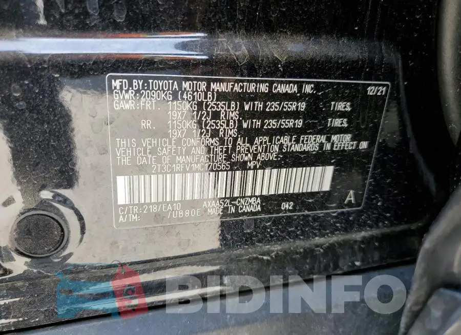 2T3C1RFV1MC170565 Photo# 14