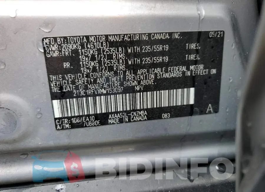 2T3C1RFVXMW153097 Photo# 13