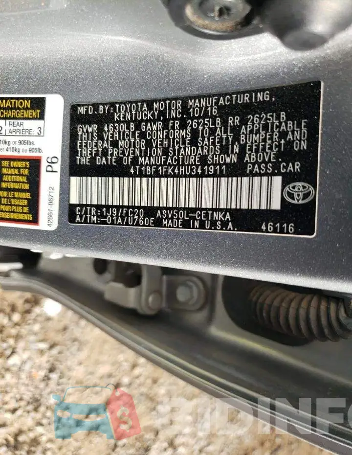 4T1BF1FK4HU341911 Photo# 12