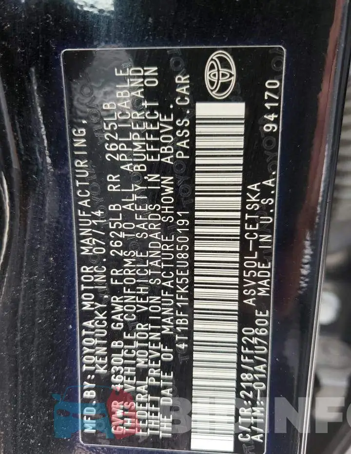 4T1BF1FK5EU850191 Photo# 12