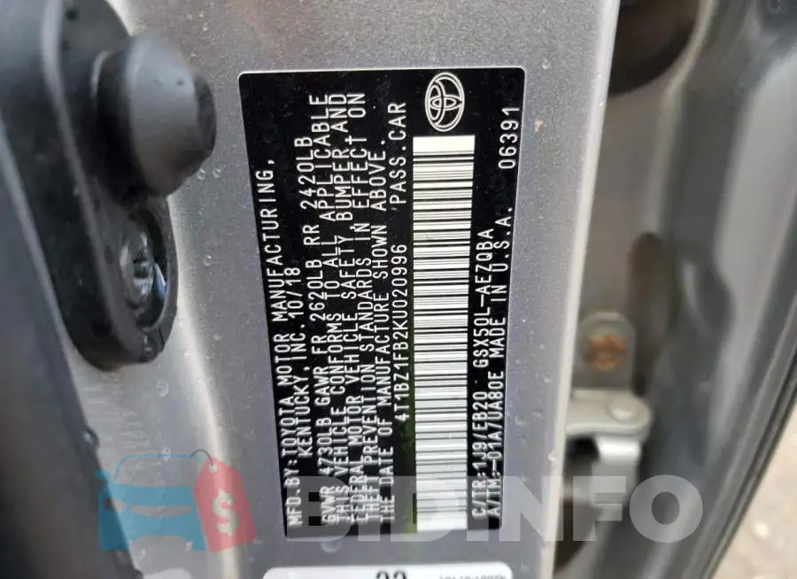 4T1BZ1FB2KU020996 Photo# 12