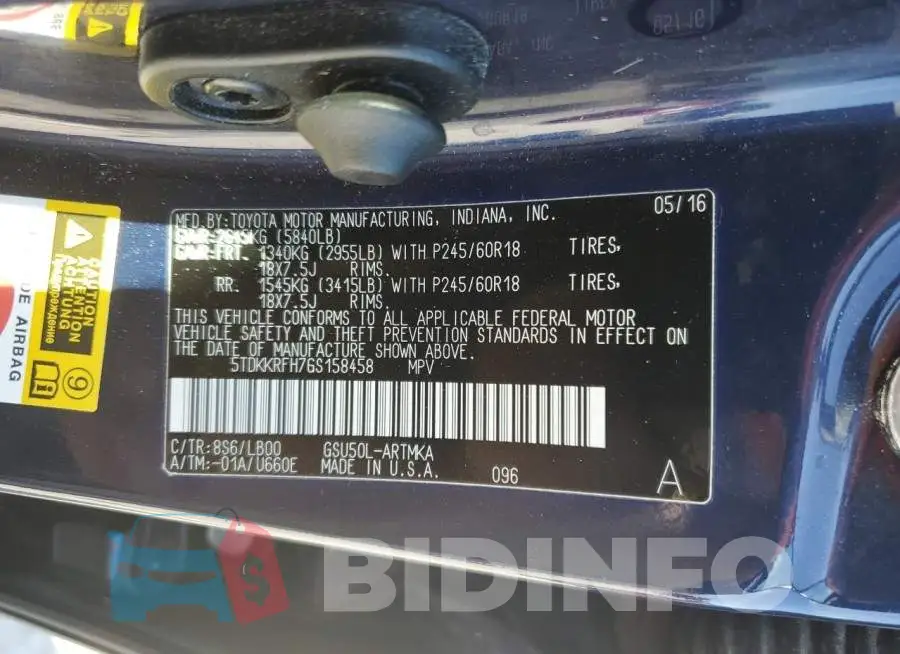 5TDKKRFH7GS158458 Photo# 13