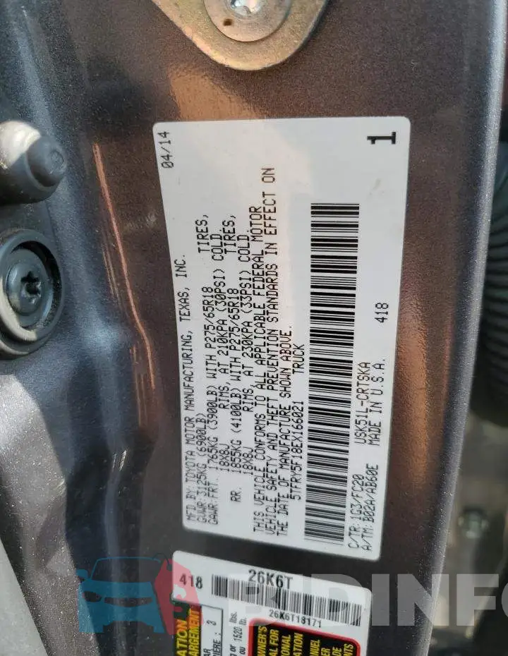 5TFRY5F18EX166021 Photo# 12